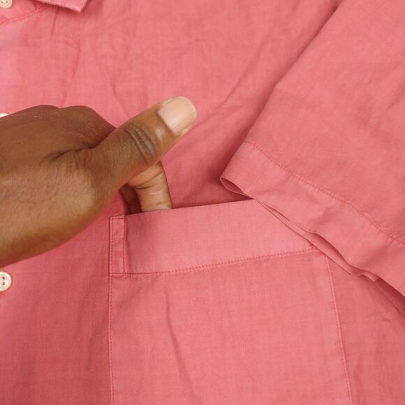 Peter Millar Mens Silk Blend Button Shirt Pink Short Sleeve Casual Top Large - Picture 3 of 10